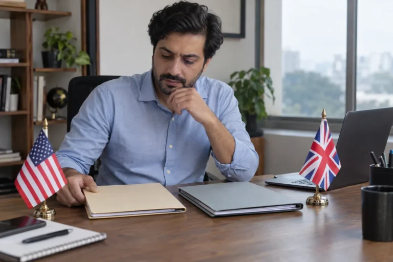 Pakistani entrepreneur comparing US LLC and UK LTD business formation options